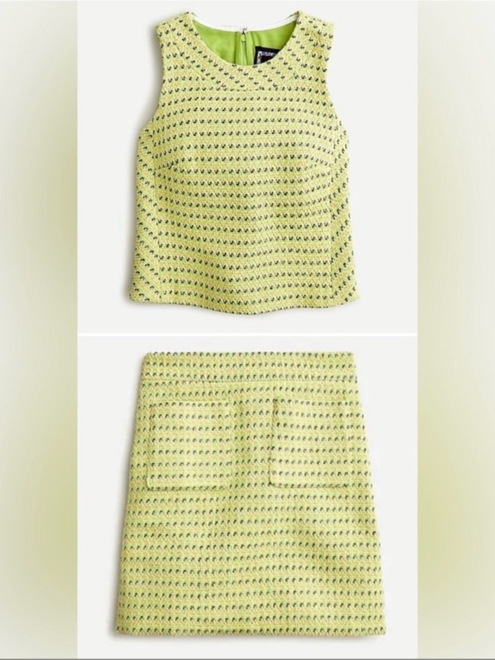 J. Crew Lime Green Tweed Two-Piece Skirt Set